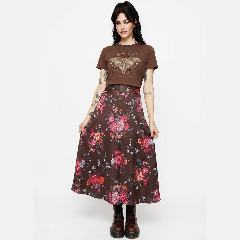 Pendleton Rare Silk & Wool Vintage Skirt in Chocolate Brown